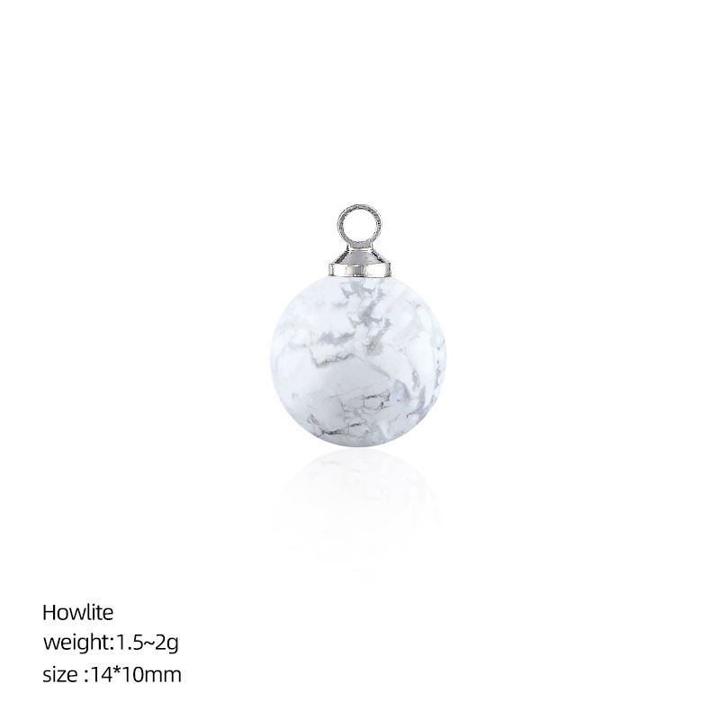 Natural Stone Round Ball Pendant Charm, 10mm Sphere Pendant for DIY Necklace Bracelet Earrings Craft Accessories