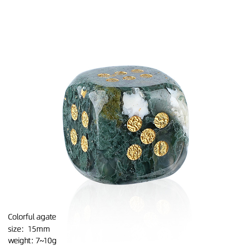Natural Gemstone Dice Rounded Edge 15mm Crystal Dice for Board Games and Collection