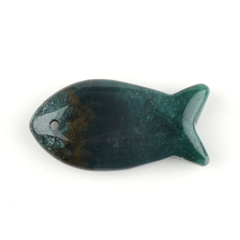 Natural Stone Fish Shape Pendant, DIY Fish-shaped Necklace, Creative Carved Stone Fish Pendant