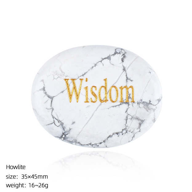 Natural Crystal Engraved Palm Stone, Oval Affirmation Worry Stone Massage Stone for Relaxation, Motivation, Gift, Desk Decor and Wholesale