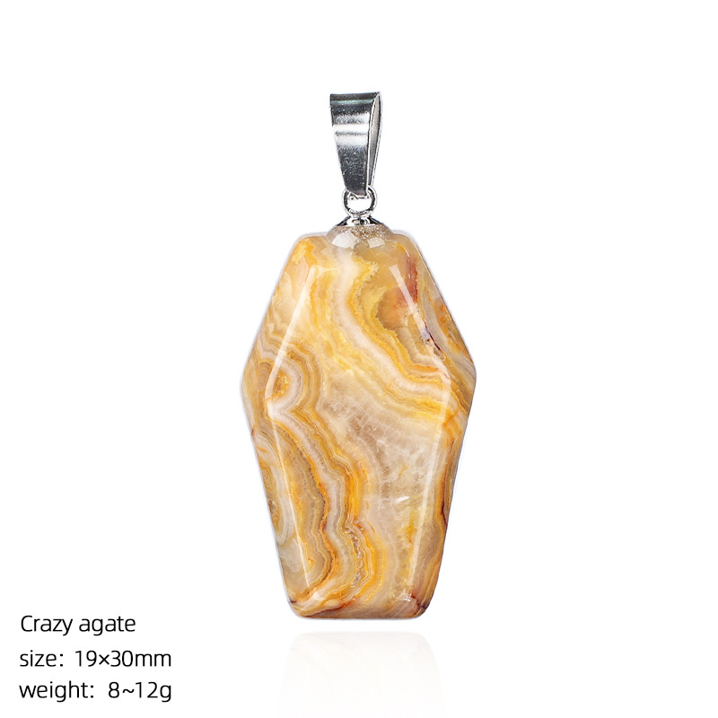 Natural Coffin-Shaped Crystal Pendant Necklace, Faceted Gemstone Coffin Charm, Gothic Style Stone Jewelry for Daily Wear or Seasonal Styling