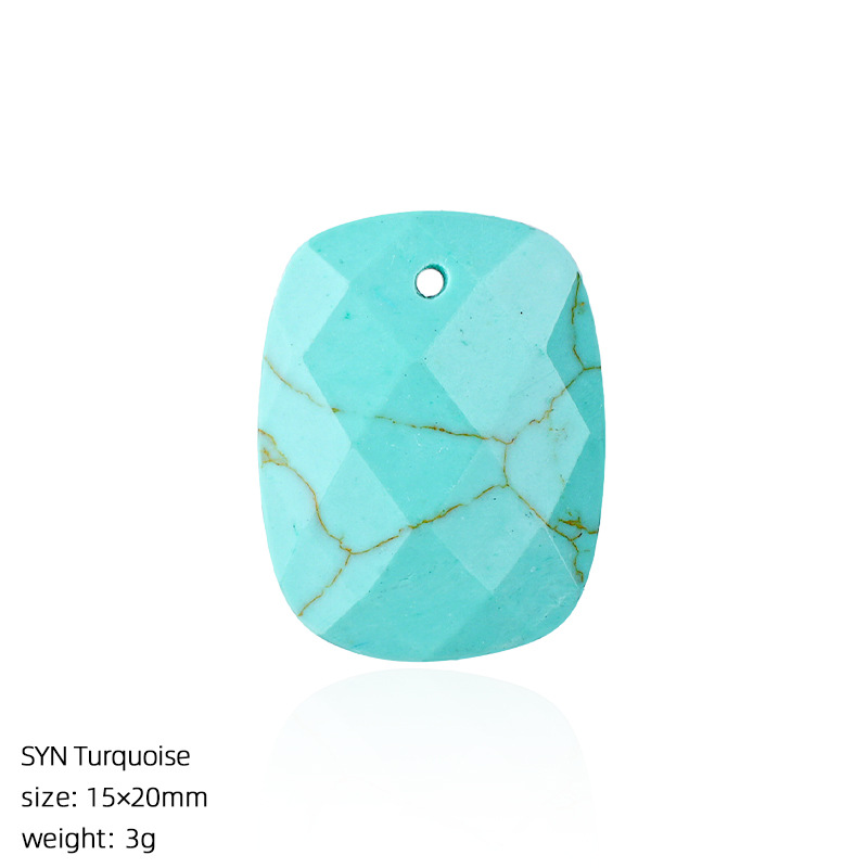 Natural Stone Faceted Rectangle Pendant Charm for DIY Necklace Bracelet Earrings Hair Accessories Craft Pendant