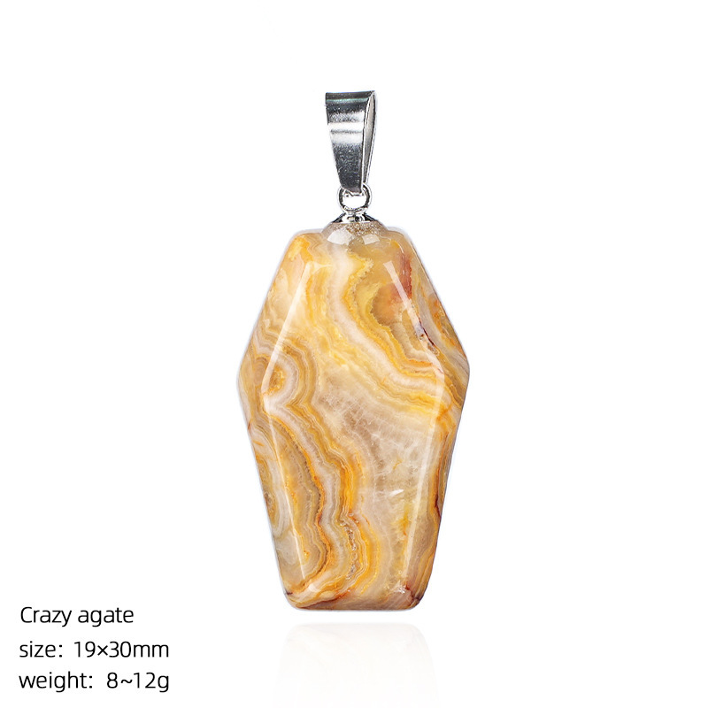 Natural Coffin-Shaped Crystal Pendant Necklace, Faceted Gemstone Coffin Charm, Gothic Style Stone Jewelry for Daily Wear or Seasonal Styling