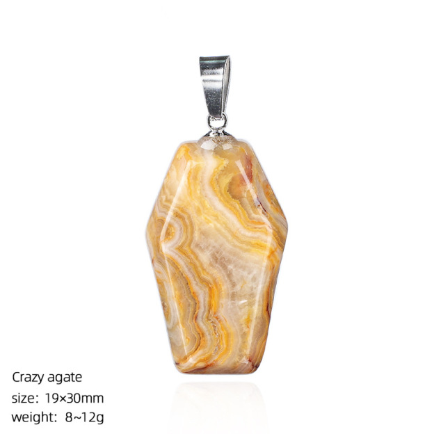 Natural Coffin-Shaped Crystal Pendant Necklace, Faceted Gemstone Coffin Charm, Gothic Style Stone Jewelry for Daily Wear or Seasonal Styling