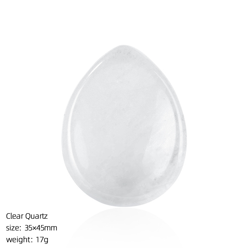 Natural Stone Thumb Worry Stone Teardrop Palm Massage Stone Grooved Crystal Pocket Stone Stress Relief Meditation Healing Stone