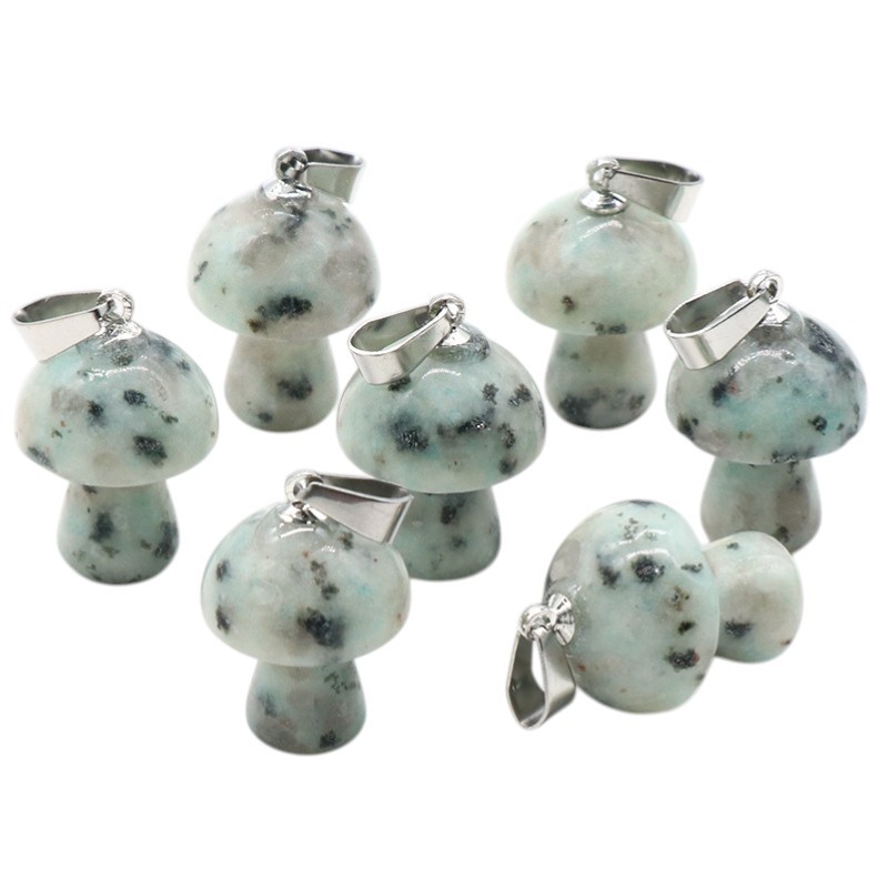Natural Crystal Mushroom Pendant, Small Stone Mushroom Charm for DIY Necklace, Keychain, Jewelry Making and Cute Everyday Accessories