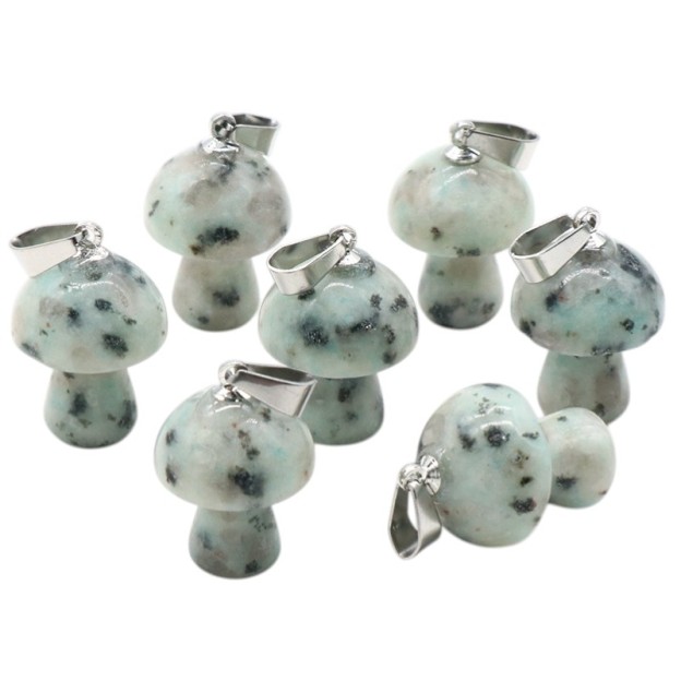 Natural Crystal Mushroom Pendant, Small Stone Mushroom Charm for DIY Necklace, Keychain, Jewelry Making and Cute Everyday Accessories