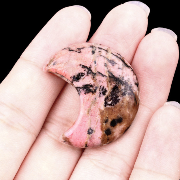 Natural Crystal Moon Charm, Crescent Stone Carving No Hole Pendant for DIY Jewelry Making, Decorative Crafts and Handmade Accessory Projects