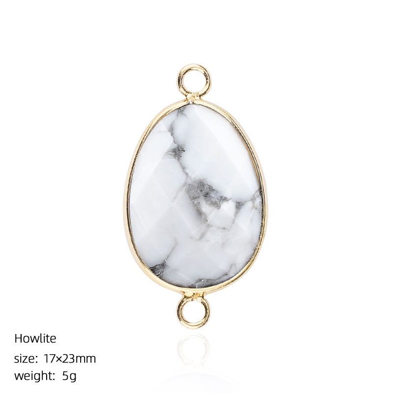 Natural Crystal Faceted Connector Charm, Gold Wrapped Double Loop Gemstone Pendant for DIY Bracelet, Necklace and Handmade Jewelry Making