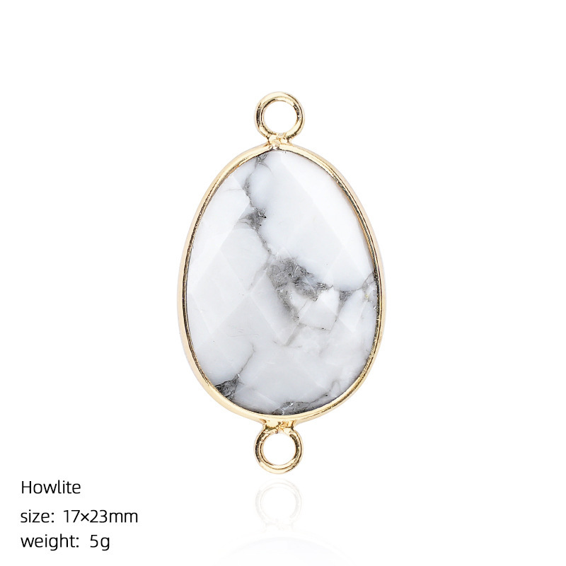 Natural Crystal Faceted Connector Charm, Gold Wrapped Double Loop Gemstone Pendant for DIY Bracelet, Necklace and Handmade Jewelry Making