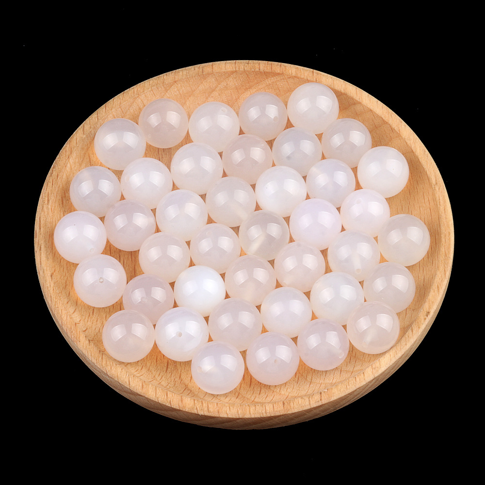 Natural Stone Half Drilled Round Beads, 12mm Crystal Agate Semi Hole Loose Beads for DIY Earrings Stud Jewelry Making and Inlay Accessories