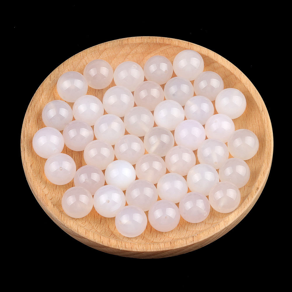 Natural Stone Half Drilled Round Beads, 12mm Crystal Agate Semi Hole Loose Beads for DIY Earrings Stud Jewelry Making and Inlay Accessories