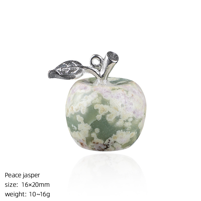 Crystal Fruit Pendant with Leaf, Multi-Color Stone Charm for DIY Necklace or Craft Projects