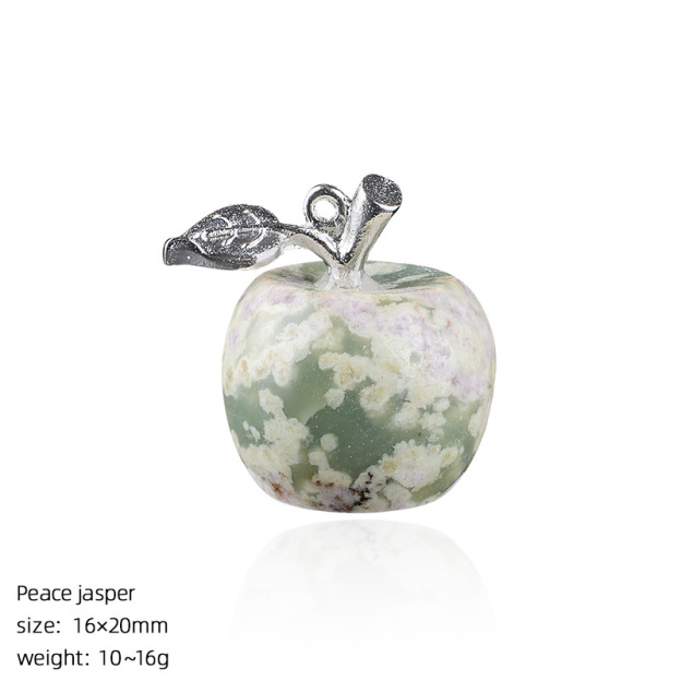 Crystal Fruit Pendant with Leaf, Multi-Color Stone Charm for DIY Necklace or Craft Projects