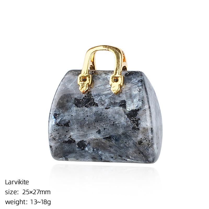 Natural Stone Mini Handbag Pendant, Agate Crystal Bag Charm for Necklace, DIY Decoration or Display Piece
