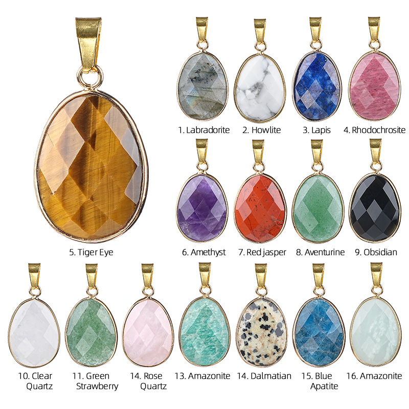 Elegant Oval-Shaped Crystal Pendant with Double Facet Copper Edge Necklace for Fashion