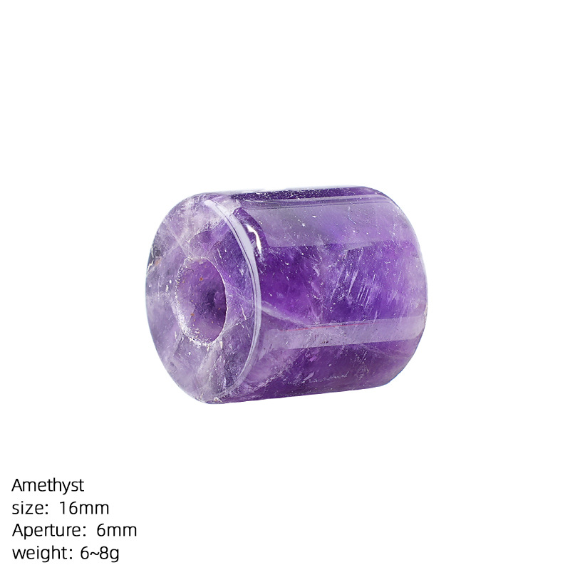 Natural Stone Cylinder Large Hole Beads, 16mm Crystal Agate Barrel Loose Beads with 6mm Hole for DIY Bracelets, Necklaces and Jewelry Accessories