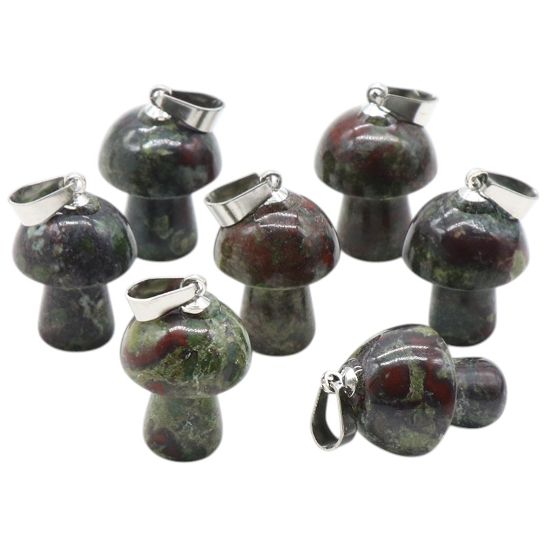 Natural Crystal Mushroom Pendant, Small Stone Mushroom Charm for DIY Necklace, Keychain, Jewelry Making and Cute Everyday Accessories
