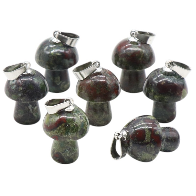 Natural Crystal Mushroom Pendant, Small Stone Mushroom Charm for DIY Necklace, Keychain, Jewelry Making and Cute Everyday Accessories