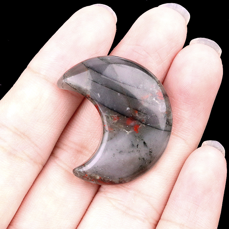 Natural Crystal Moon Charm, Crescent Stone Carving No Hole Pendant for DIY Jewelry Making, Decorative Crafts and Handmade Accessory Projects
