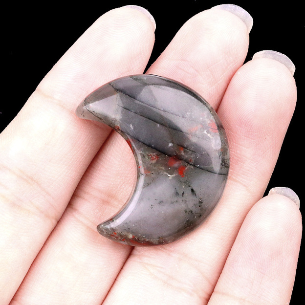 Natural Crystal Moon Charm, Crescent Stone Carving No Hole Pendant for DIY Jewelry Making, Decorative Crafts and Handmade Accessory Projects