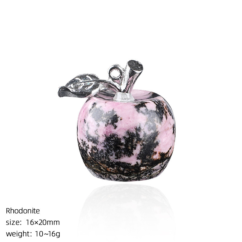 Crystal Fruit Pendant with Leaf, Multi-Color Stone Charm for DIY Necklace or Craft Projects