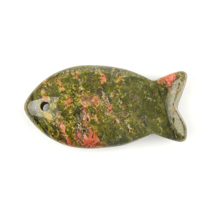 Natural Stone Fish Shape Pendant, DIY Fish-shaped Necklace, Creative Carved Stone Fish Pendant