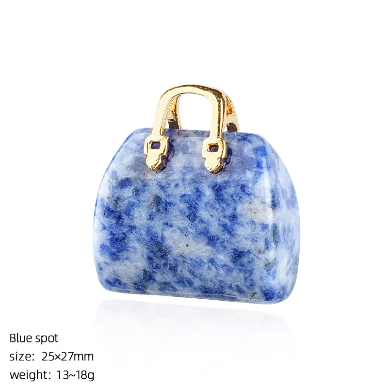 Natural Stone Mini Handbag Pendant, Agate Crystal Bag Charm for Necklace, DIY Decoration or Display Piece