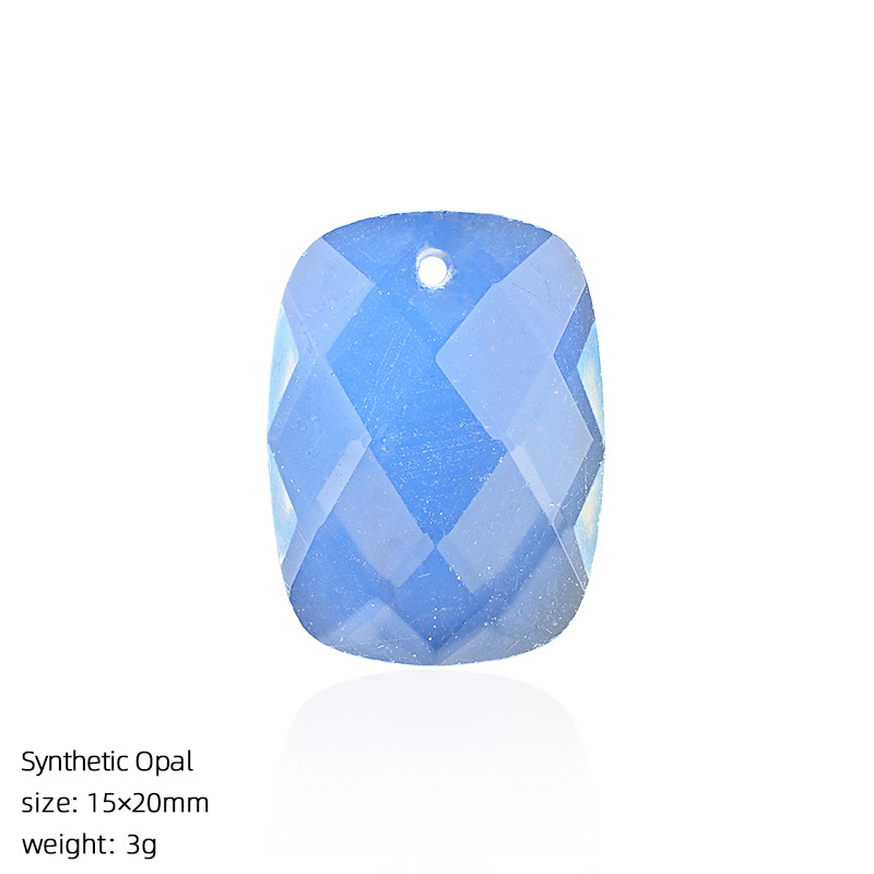 Natural Stone Faceted Rectangle Pendant Charm for DIY Necklace Bracelet Earrings Hair Accessories Craft Pendant