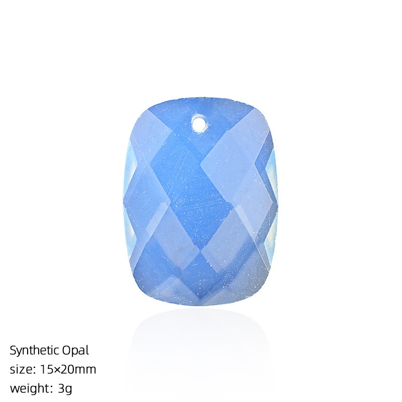 Natural Stone Faceted Rectangle Pendant Charm for DIY Necklace Bracelet Earrings Hair Accessories Craft Pendant