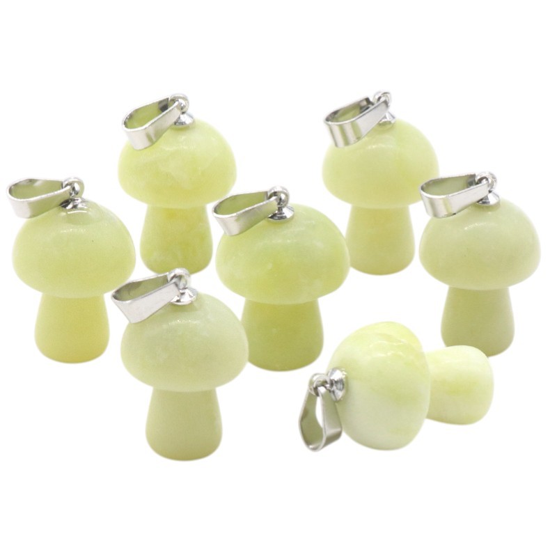 Natural Crystal Mushroom Pendant, Small Stone Mushroom Charm for DIY Necklace, Keychain, Jewelry Making and Cute Everyday Accessories