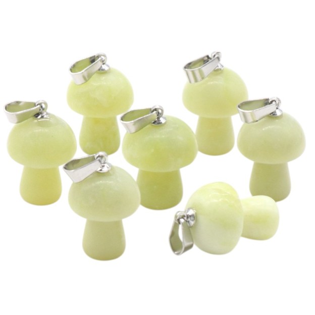 Natural Crystal Mushroom Pendant, Small Stone Mushroom Charm for DIY Necklace, Keychain, Jewelry Making and Cute Everyday Accessories