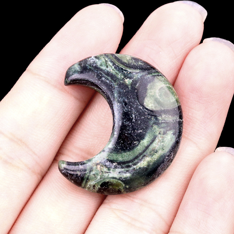 Natural Crystal Moon Charm, Crescent Stone Carving No Hole Pendant for DIY Jewelry Making, Decorative Crafts and Handmade Accessory Projects
