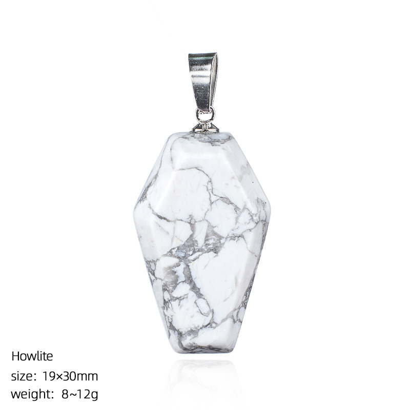 Natural Coffin-Shaped Crystal Pendant Necklace, Faceted Gemstone Coffin Charm, Gothic Style Stone Jewelry for Daily Wear or Seasonal Styling