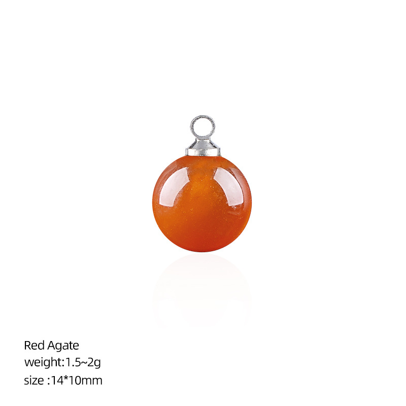 Natural Stone Round Ball Pendant Charm, 10mm Sphere Pendant for DIY Necklace Bracelet Earrings Craft Accessories