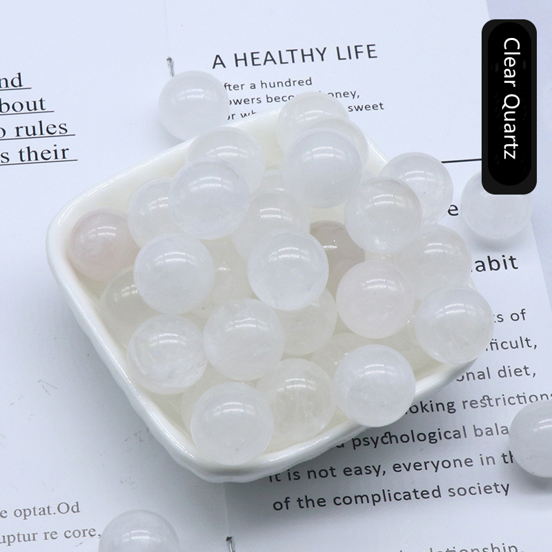 Natural Crystal Sphere Bead, 16mm No Hole Round Stone Bead for DIY Jewelry Making, Display Decor and Handmade Accessory Projects