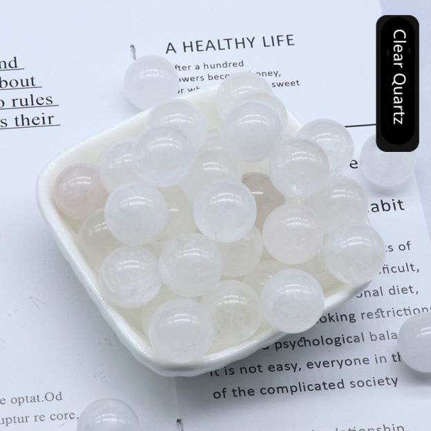 Natural Crystal Sphere Bead, 16mm No Hole Round Stone Bead for DIY Jewelry Making, Display Decor and Handmade Accessory Projects