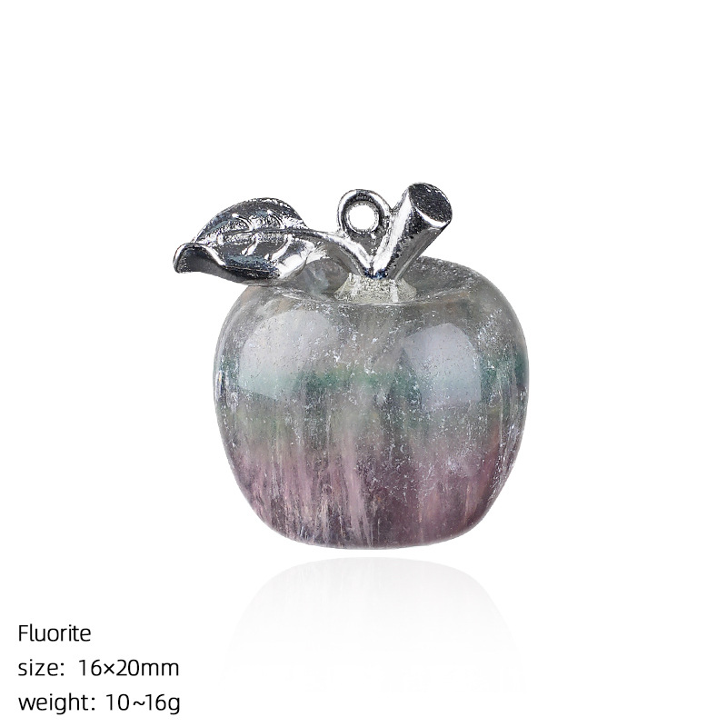 Crystal Fruit Pendant with Leaf, Multi-Color Stone Charm for DIY Necklace or Craft Projects
