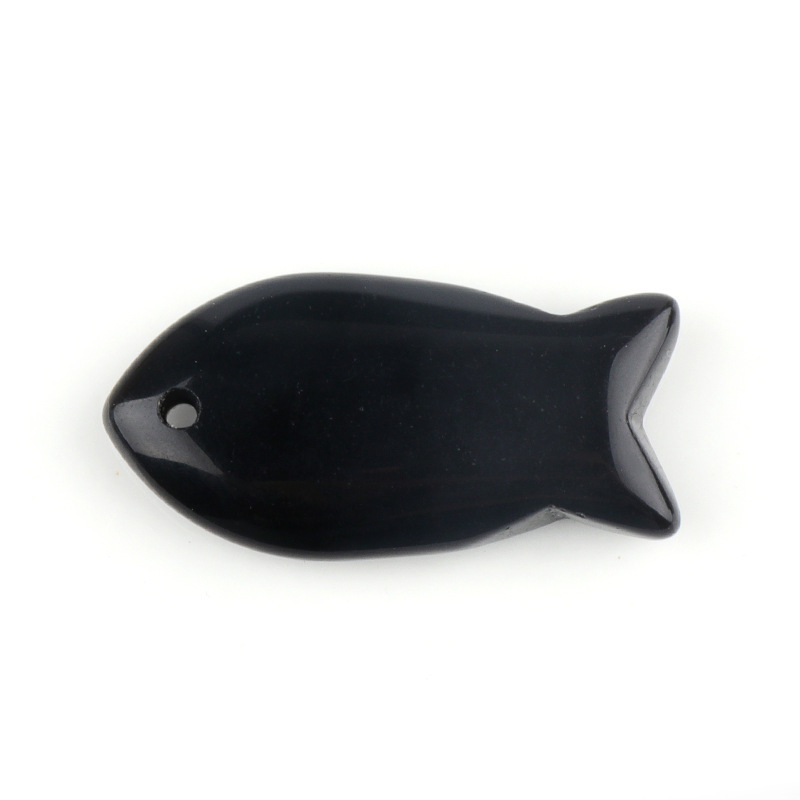 Natural Stone Fish Shape Pendant, DIY Fish-shaped Necklace, Creative Carved Stone Fish Pendant