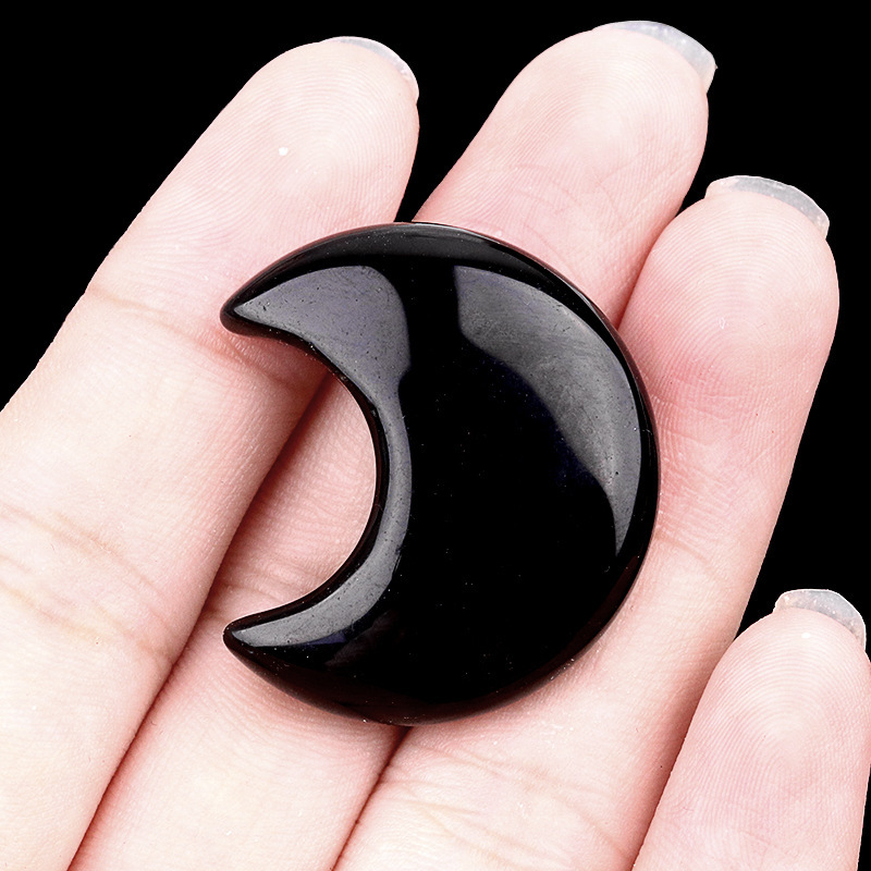 Natural Crystal Moon Charm, Crescent Stone Carving No Hole Pendant for DIY Jewelry Making, Decorative Crafts and Handmade Accessory Projects