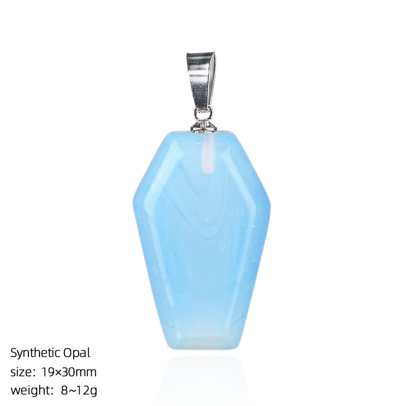 Natural Coffin-Shaped Crystal Pendant Necklace, Faceted Gemstone Coffin Charm, Gothic Style Stone Jewelry for Daily Wear or Seasonal Styling