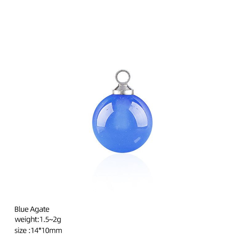 Natural Stone Round Ball Pendant 10mm Sphere Charm for DIY Necklace Bracelet Accessories