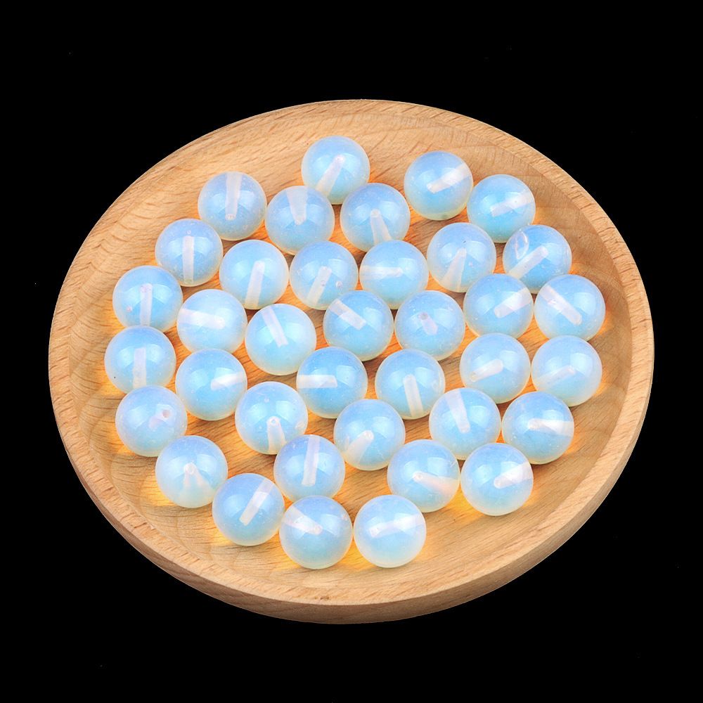 Natural Stone Half Drilled Round Beads, 12mm Crystal Agate Semi Hole Loose Beads for DIY Earrings Stud Jewelry Making and Inlay Accessories