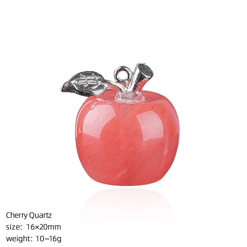 Crystal Fruit Pendant with Leaf, Multi-Color Stone Charm for DIY Necklace or Craft Projects