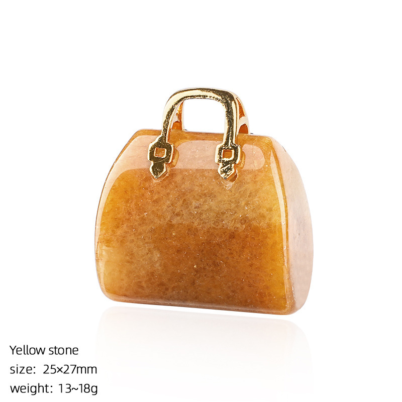 Natural Stone Mini Handbag Pendant, Agate Crystal Bag Charm for Necklace, DIY Decoration or Display Piece
