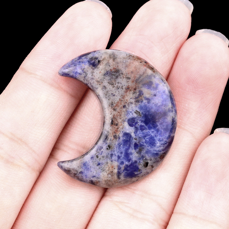 Natural Crystal Moon Charm, Crescent Stone Carving No Hole Pendant for DIY Jewelry Making, Decorative Crafts and Handmade Accessory Projects