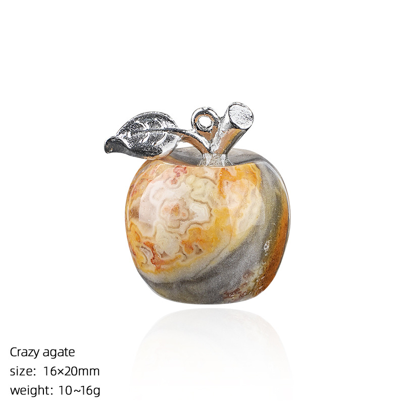 Crystal Fruit Pendant with Leaf, Multi-Color Stone Charm for DIY Necklace or Craft Projects