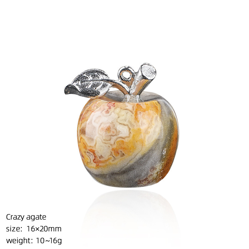 Crystal Fruit Pendant with Leaf, Multi-Color Stone Charm for DIY Necklace or Craft Projects