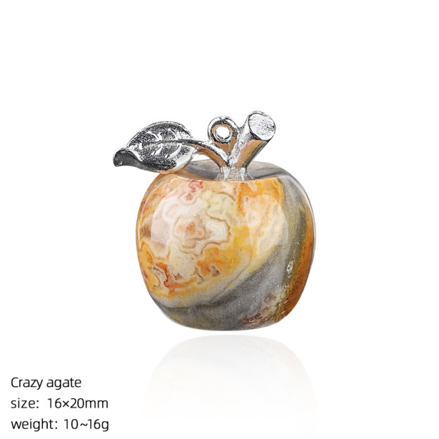 Crystal Fruit Pendant with Leaf, Multi-Color Stone Charm for DIY Necklace or Craft Projects