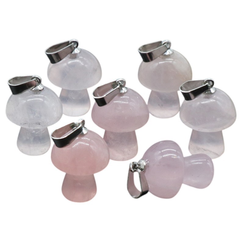 Natural Crystal Mushroom Pendant, Small Stone Mushroom Charm for DIY Necklace, Keychain, Jewelry Making and Cute Everyday Accessories